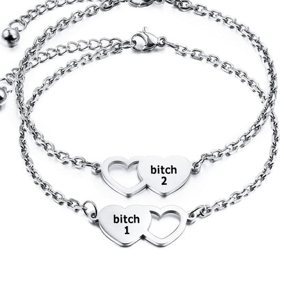 For Friend -You're My Favorite Bitch Heart Set Bracelet