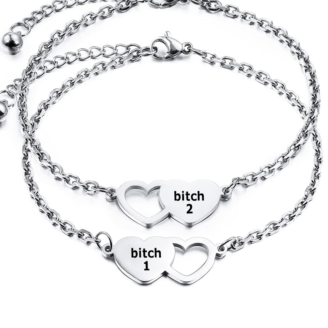 For Friend - You're My Favorite Bitch Heart Set Bracelet