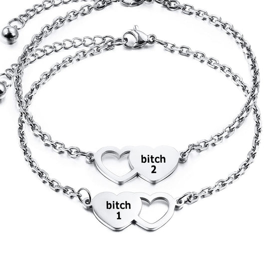 For Friend - You're My Favorite Bitch Heart Set Bracelet