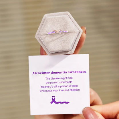 Alzheimer dementia awareness love and attention Purple Infinity Ring