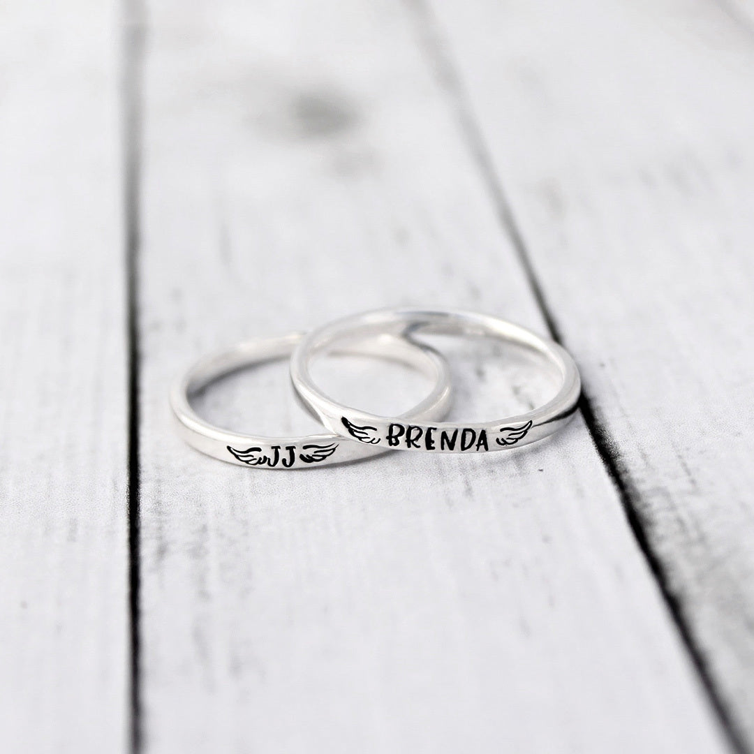 I am a mother to a son with wings- Wings name custom ring