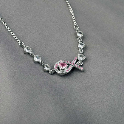 Breast Cancer Awareness-Pink Ribbon Heart Adjustable Bracelet