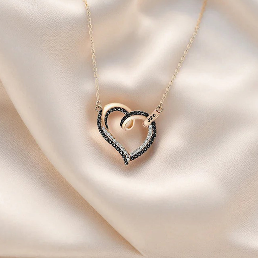 I am a mother to a son with wings-Black diamond heart name customized necklace