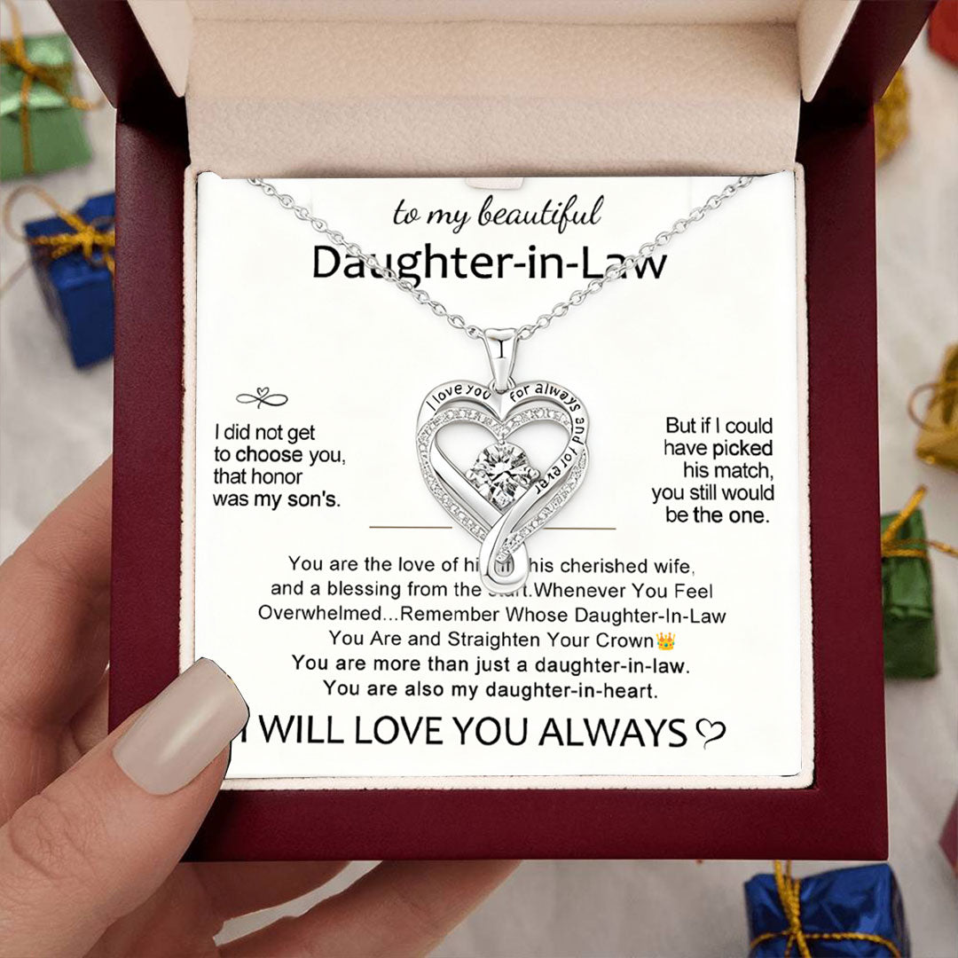 For Daughter - You are also my daughter-in-heart Engraved Heart Necklace