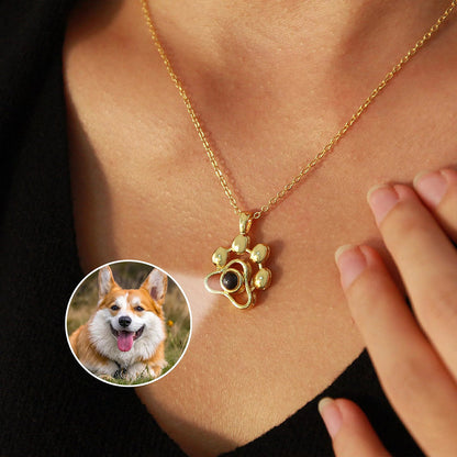 Personalized Paw Photo Projection Necklace