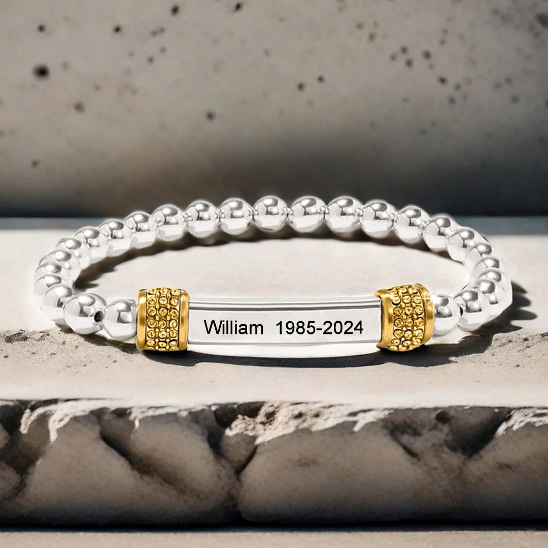 For Memorial -I am a mother to a son with wings Custom Name Bead Bracelet