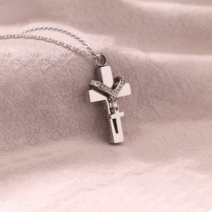 For Memorial - Custom Name Cross Pendant Urn Necklace