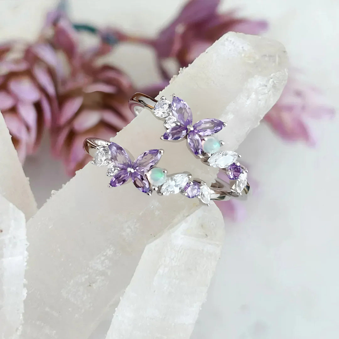 Alzheimer dementia awareness-Purple Butterfly Opal Ring