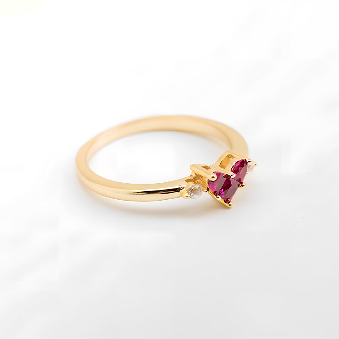 Breast Cancer Awareness-Red diamond heart ring
