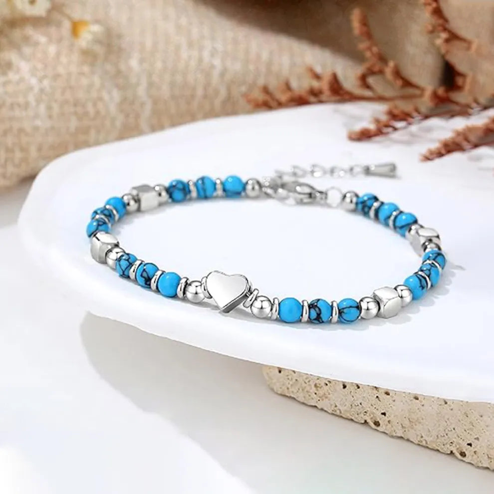 To My Granddaughter-Always keep me in your heart Turquoise Heart Bracelet