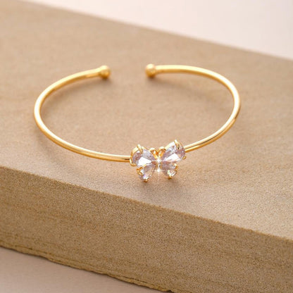 For memorial-Crystal Butterfly Open Bracelet