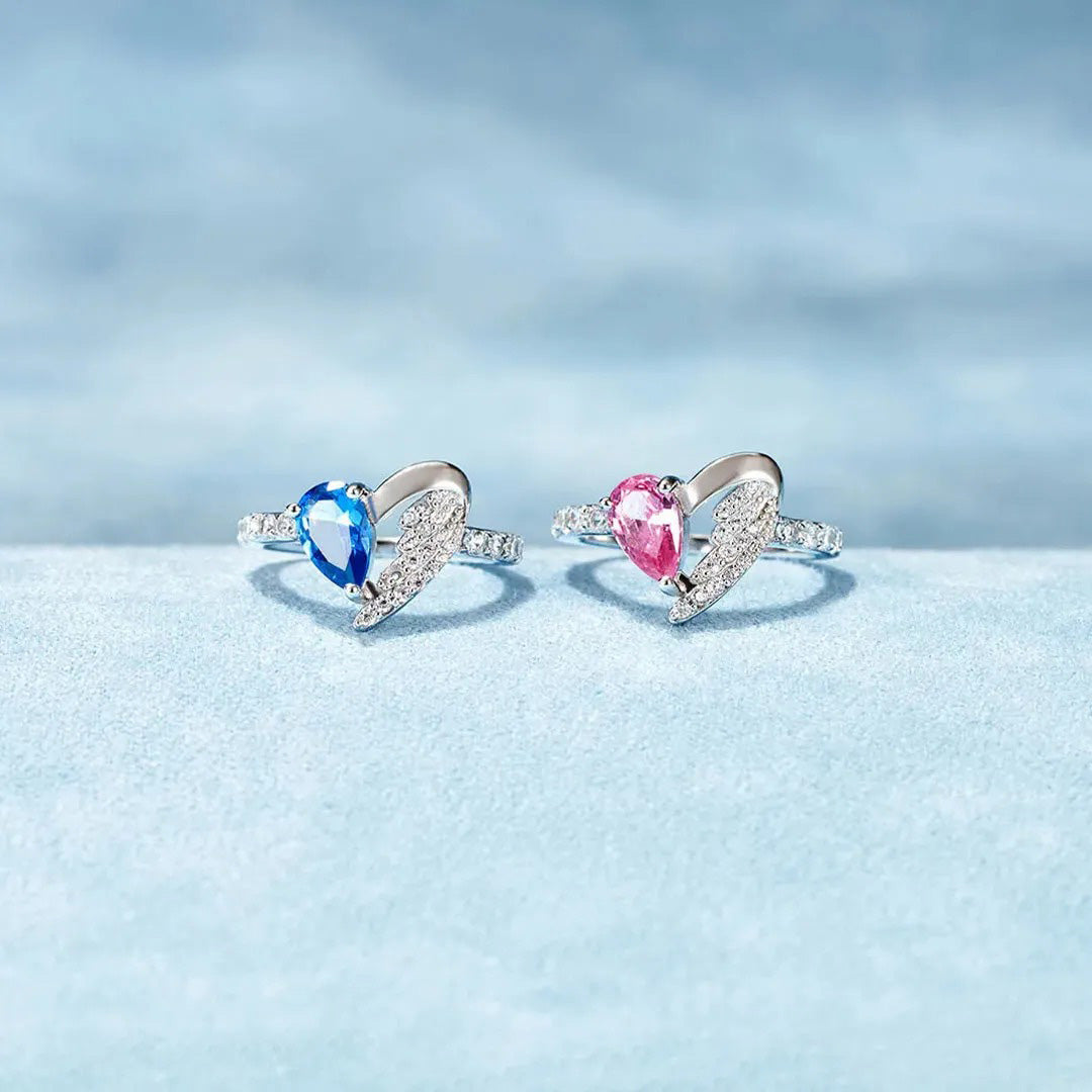 For Memorial - I m wife to a husband with wings Heart Wings Ring