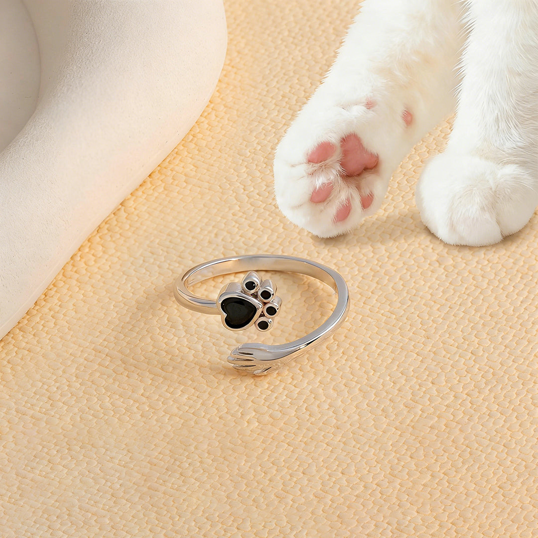 For Pet -Pet Paw Sterling Silver Hug Ring