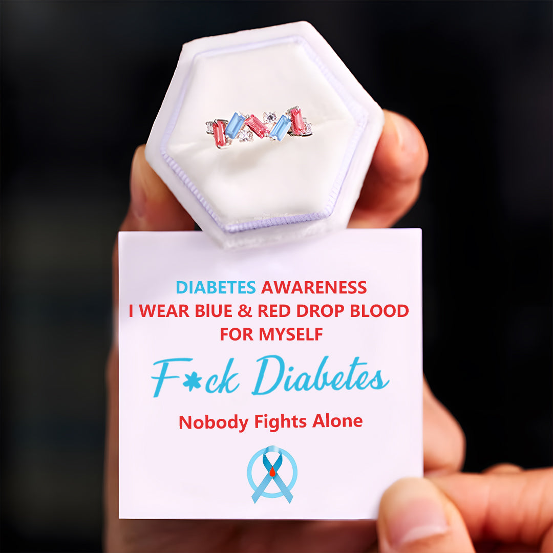 Fuck Diabetes Nobody Fights Alone Red And Blue Diamond Ring