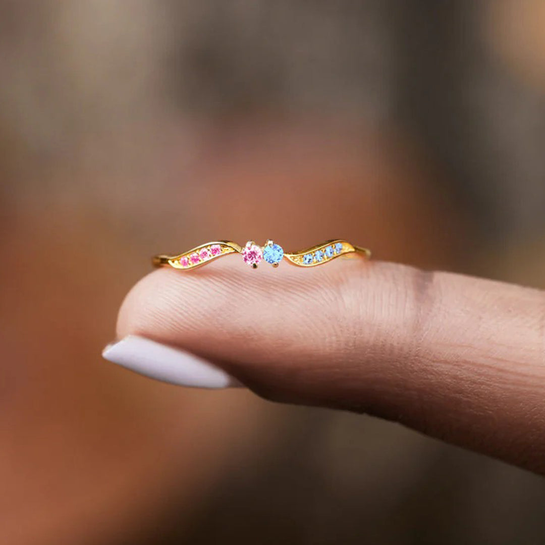 Pregnancy & Infant Loss Awareness Double Stone Wavy Ring