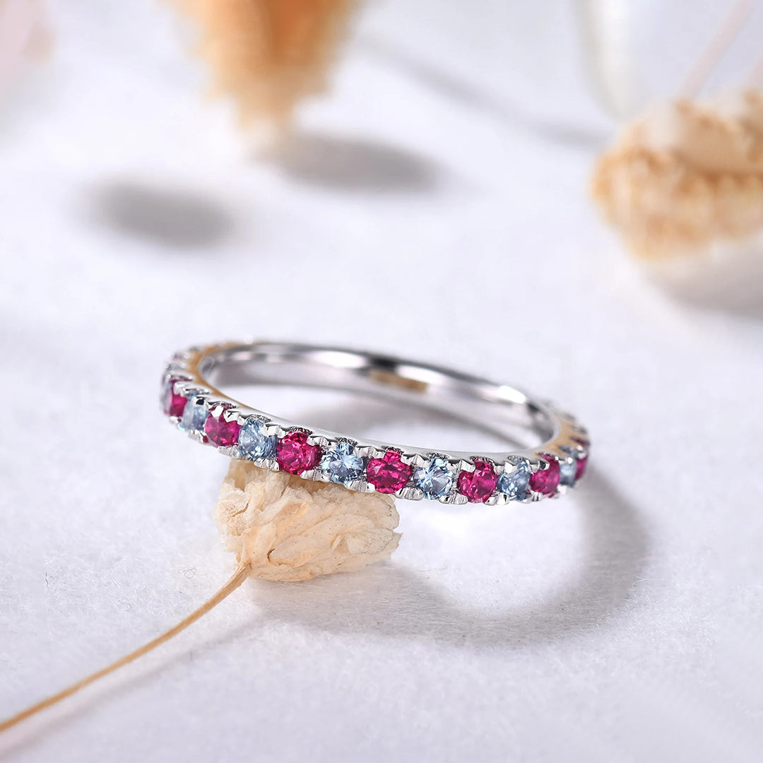 Diabetes Awareness Gift Blue&Red Diamonds Ring