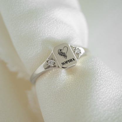 I’m A Mother To A Daughter With Wings Name Personalized Ring