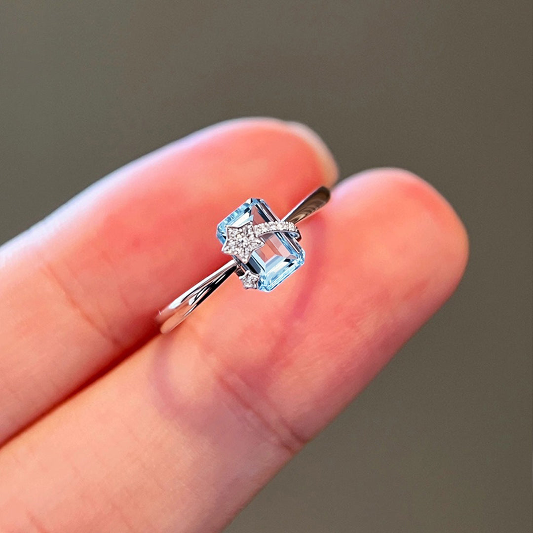 Autism Awareness-Lucky Aquamarine Ring