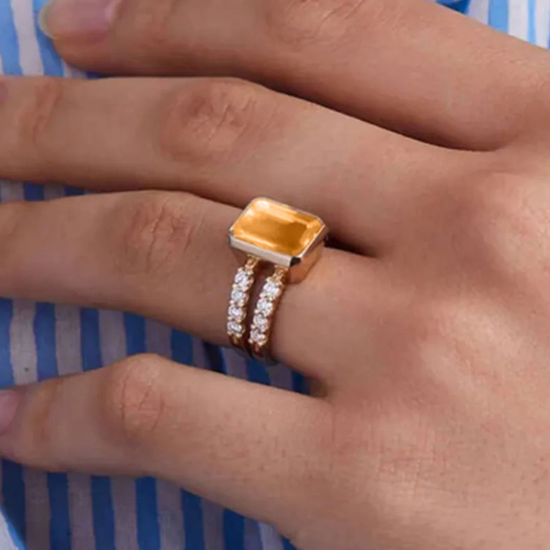 Multiple Sclerosis Awareness-Orange Quartz Ring