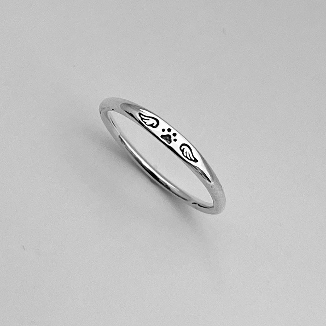 FOR MEMORIAL - Love Never Gone Tiny Paw With Wings Ring