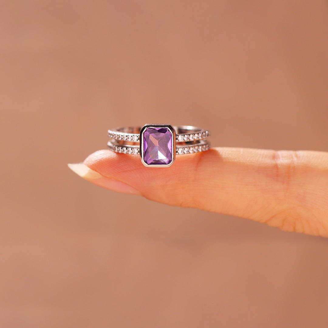 Alzheimer Dementia Awareness Amethyst Ring
