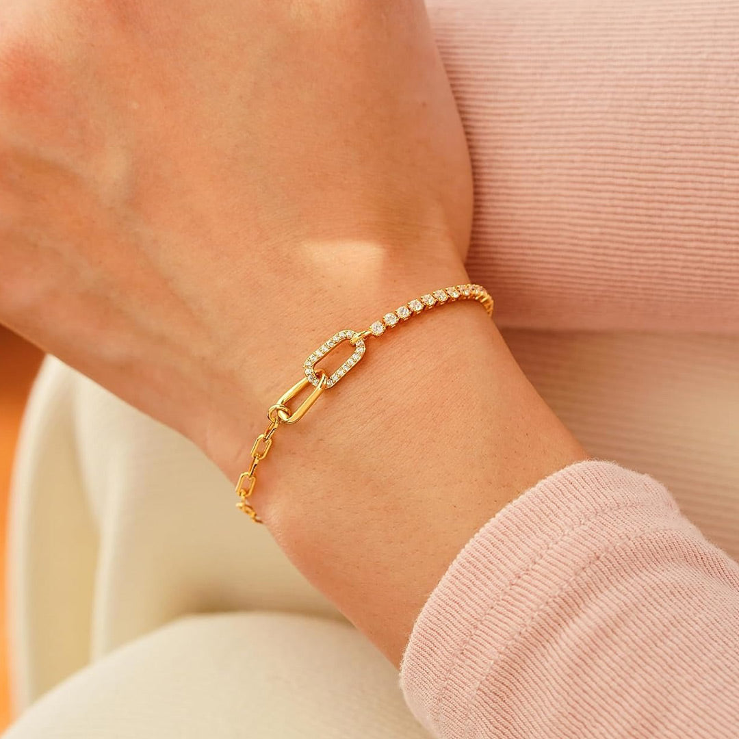 For Love - forever linked together Double Link Gold Bracelet