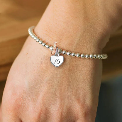 Happy Sweet 16 heart Bead Bracelet