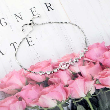 Breast Cancer Awareness-Pink Ribbon Heart Adjustable Bracelet