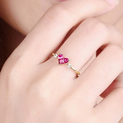 Breast Cancer Awareness-Red diamond heart ring