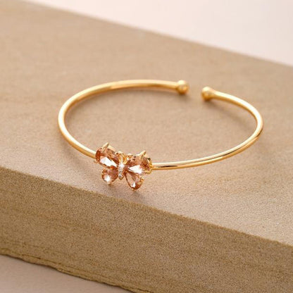For memorial-Crystal Butterfly Open Bracelet