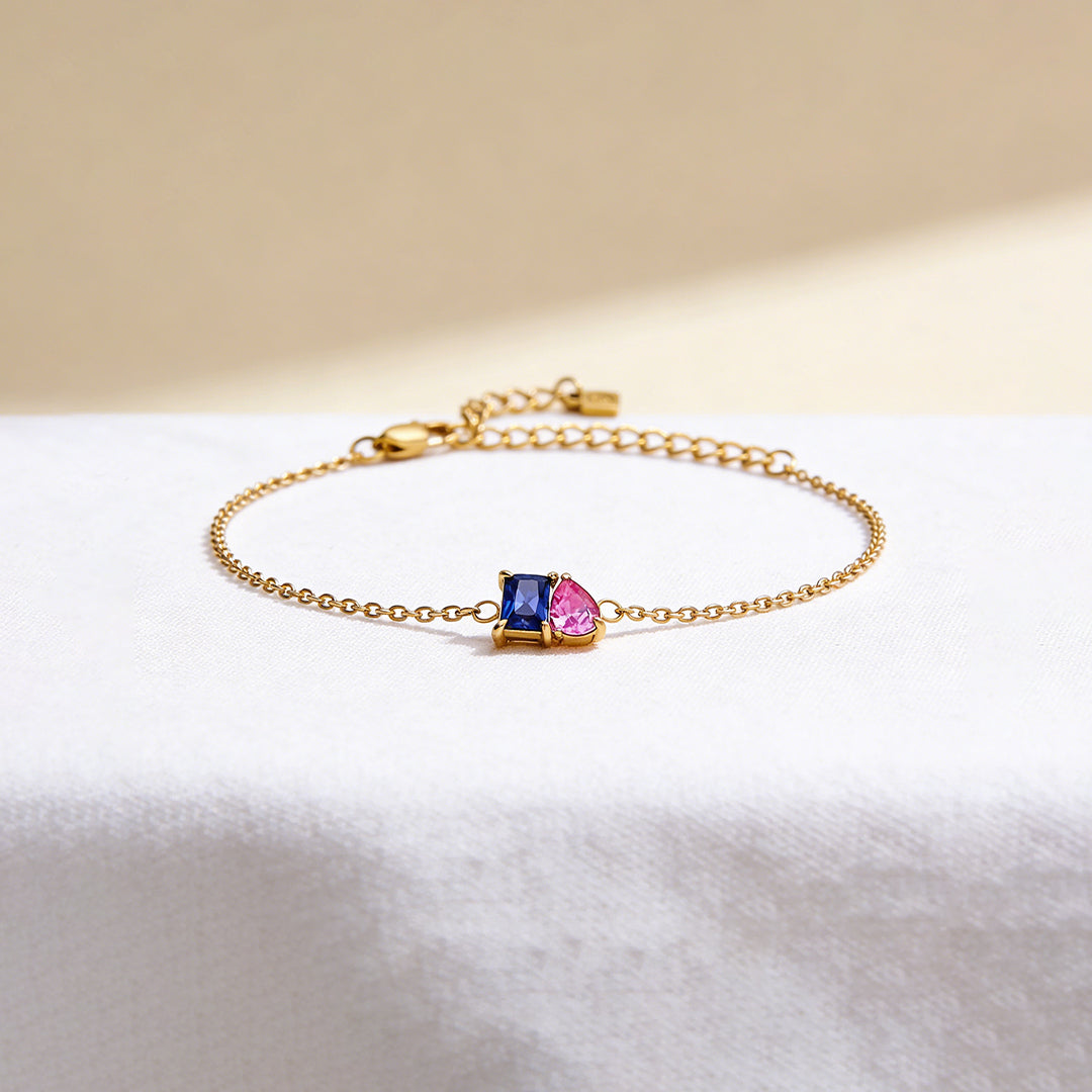 For Love -Irregular Two Birthstones Bracelet