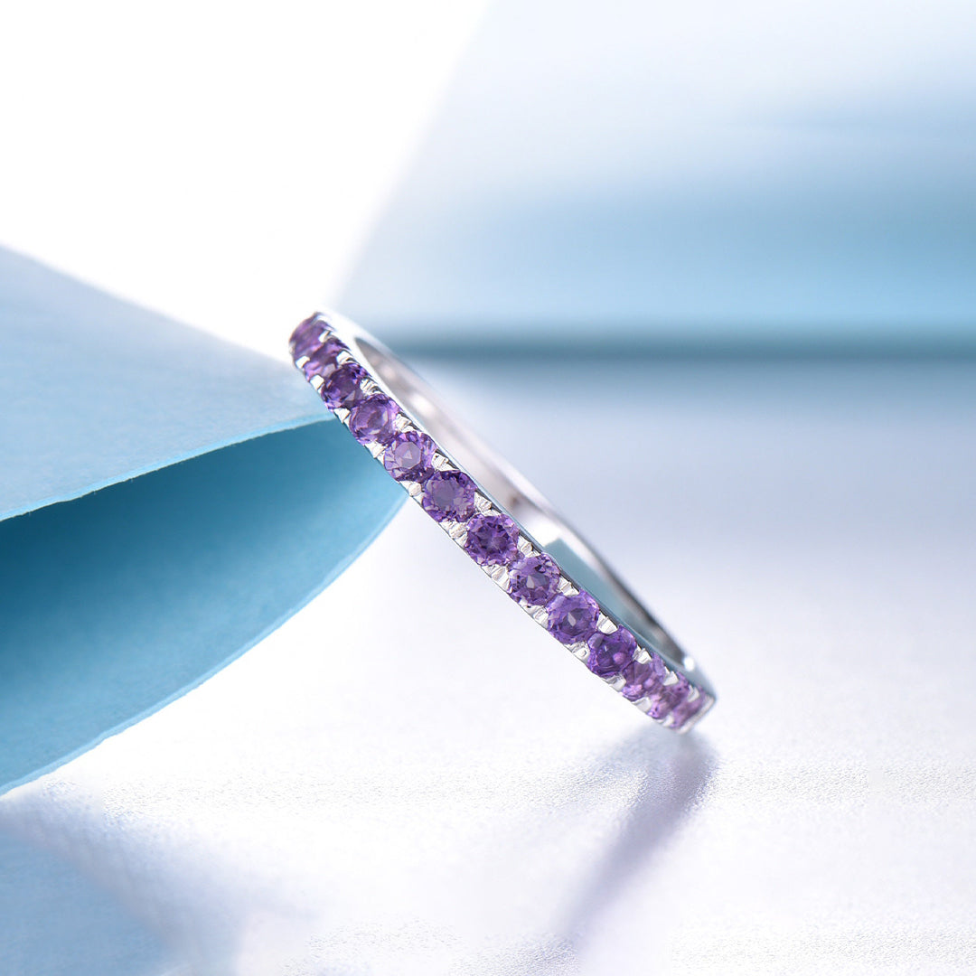 Lupus Awareness Gift Purple Half Eternity Ring