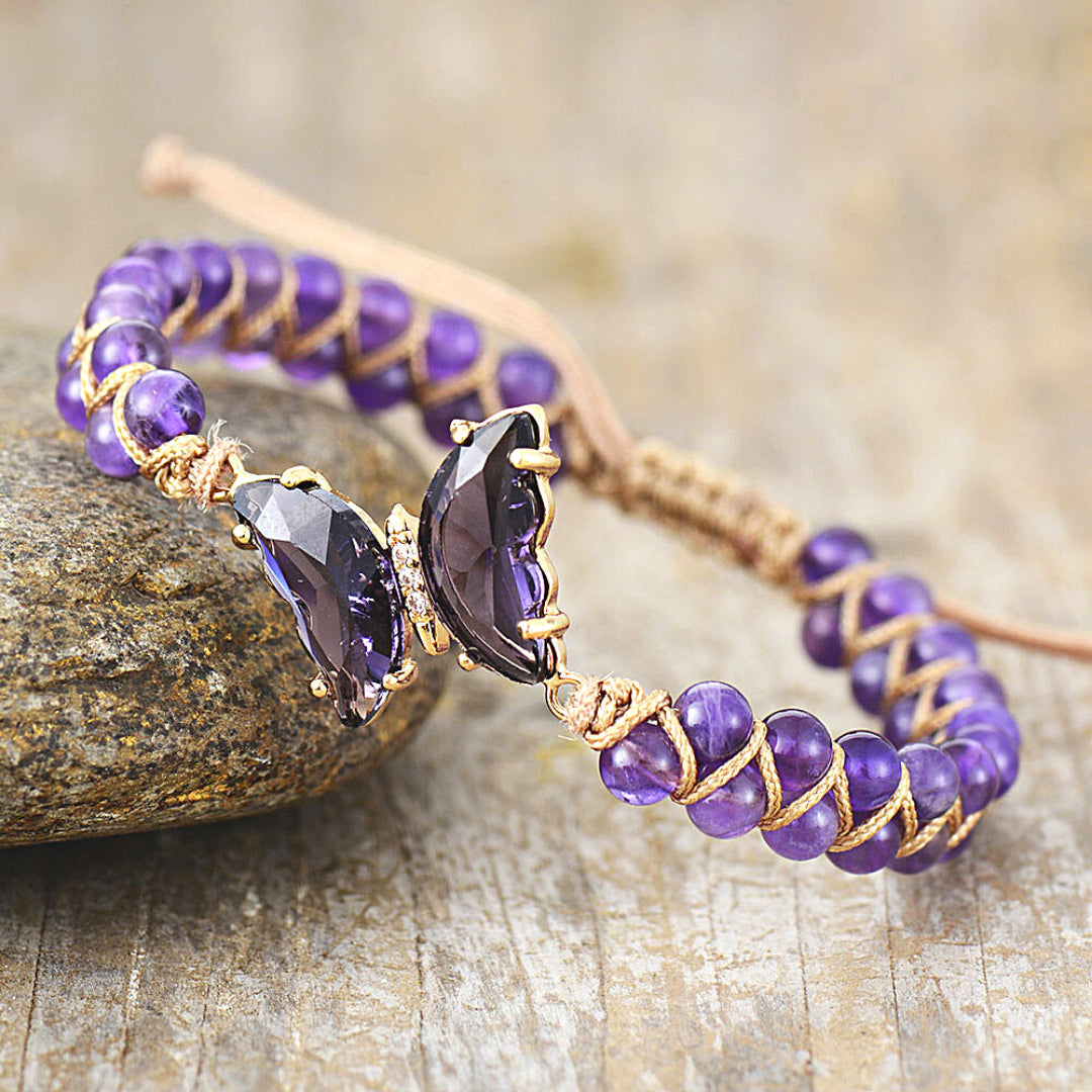Alzheimer Dementia Awareness Butterfly Crystal Bracelet