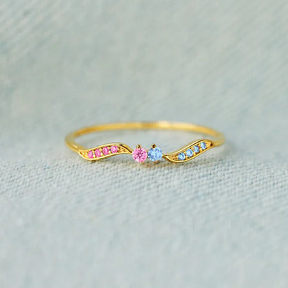 Pregnancy & Infant Loss Awareness Double Stone Wavy Ring