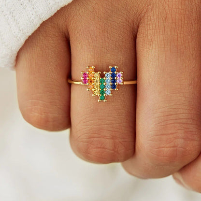 You Are the Rainbow of My Life  Heart Rainbow Adjustable Ring