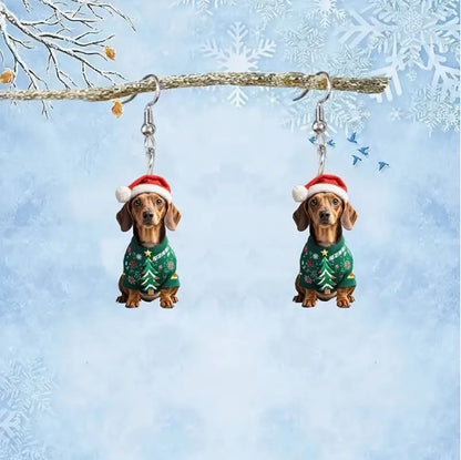 Christmas Sausage Dog Earrings