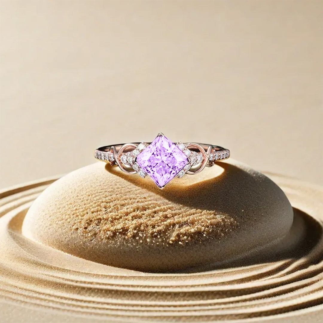 Alzheimer dementia awareness Purple Cut Moissanite Ring