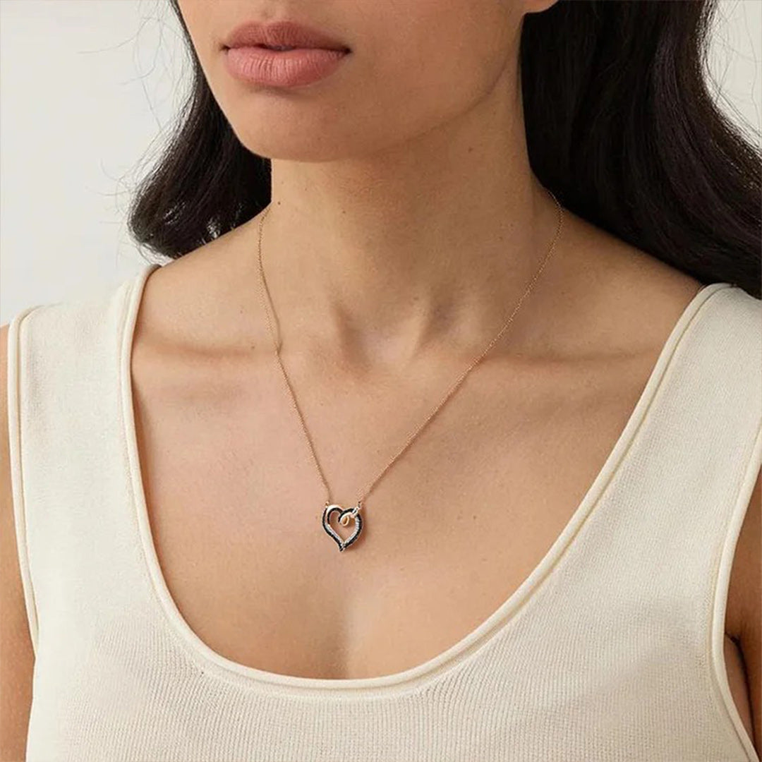 I am a mother to a son with wings-Black diamond heart name customized necklace