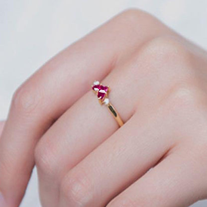 Breast Cancer Awareness-Red diamond heart ring