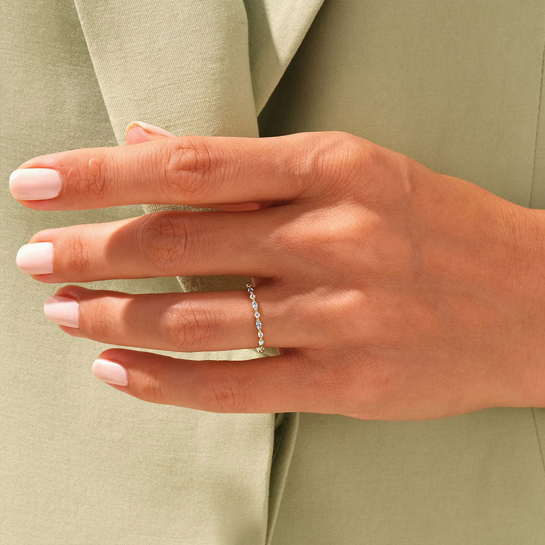 A self-reminder You are still enough Cyan Diamond Thin Ring