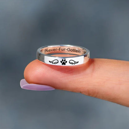 To My Furbaby in Heaven -Paw Print Wings Circle Ring