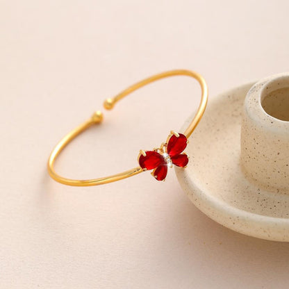 For memorial-Crystal Butterfly Open Bracelet