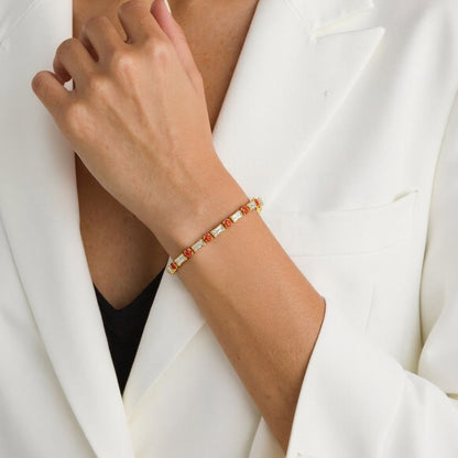 Multiple Sclerosis Awareness Orange Polka Dot Bar Bracelet