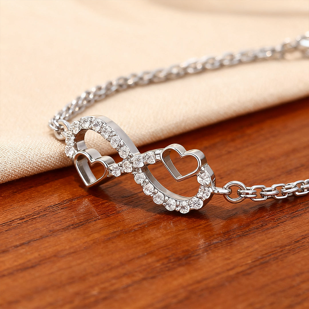 To My Beautiful Daughter-Infinity Double Heart Bracelet