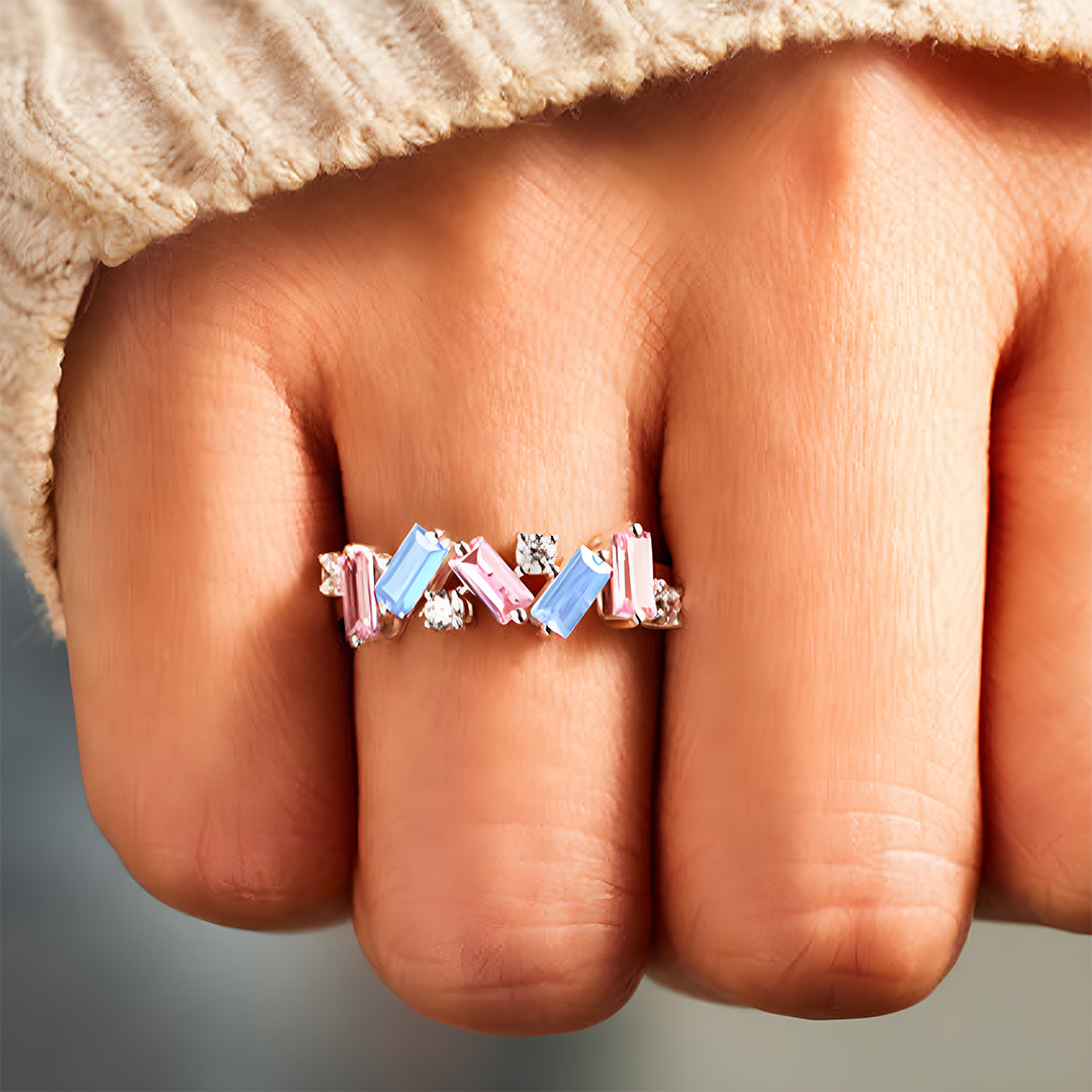 For Memorial - Mama Of An Angel Pink&Blue Broken Ring