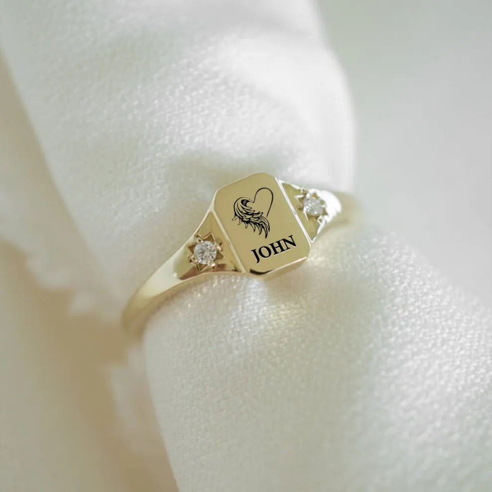 For Memorial- Always remember I am sending you my love Customized name diamond ring