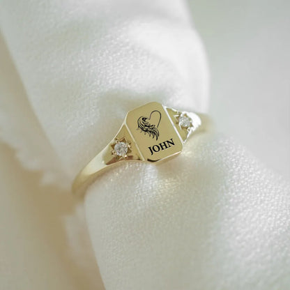For Memorial- Always remember I am sending you my love Customized name diamond ring