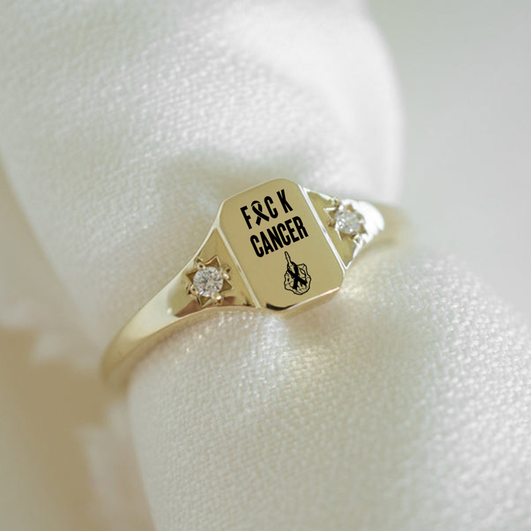S925 FUCK Cancer Warrior Ring