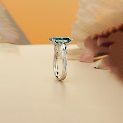 S925 Sterling Silver Emerald-Cut Sculpted Ring