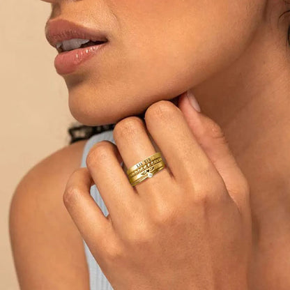 Mama Of An Angel Custom Name Stacked Ring - 4 Rings Set